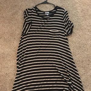 Large Lularoe Carly Black and Tan striped